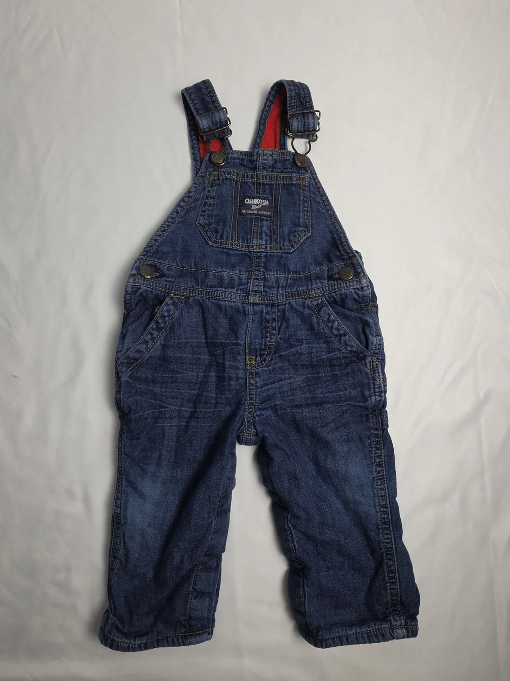 OshKosh B'gosh 12M Lined Denim Overalls Baby Insulated Winter Bib Snow Pants